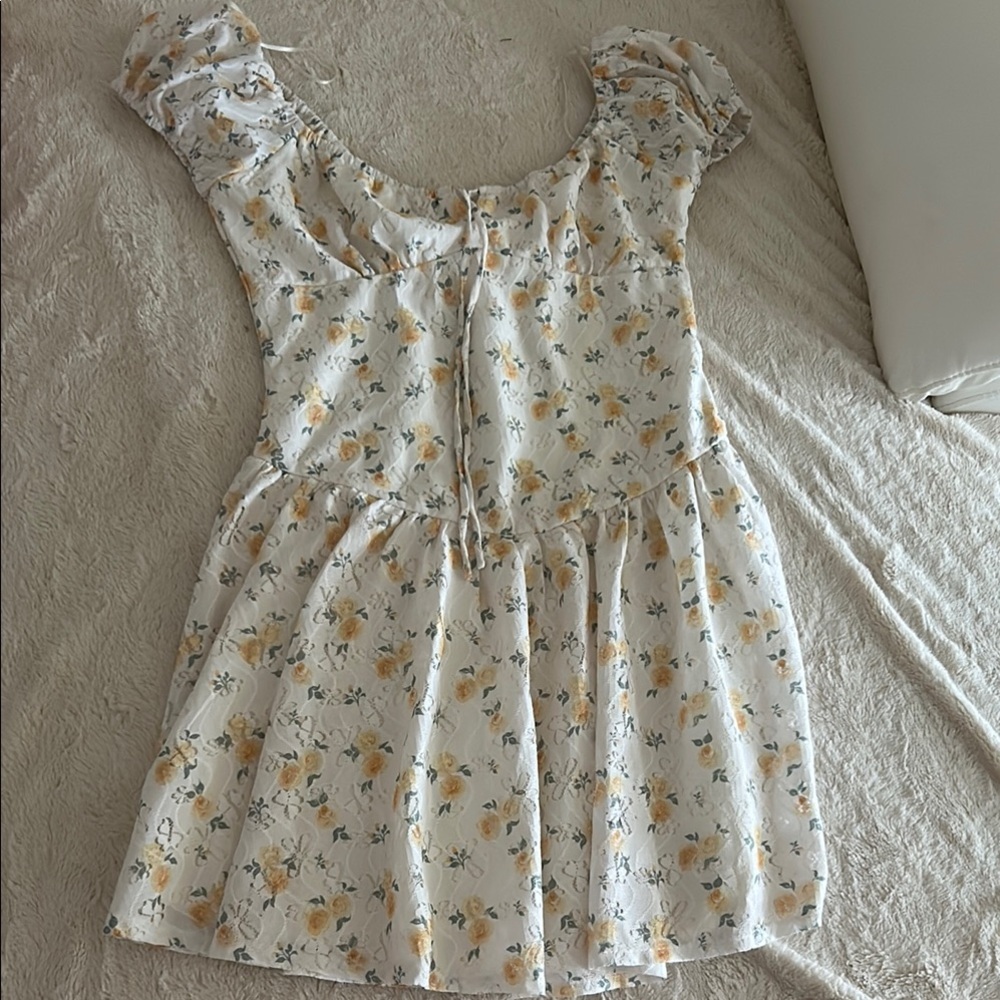 Floral White and Yellow Dress